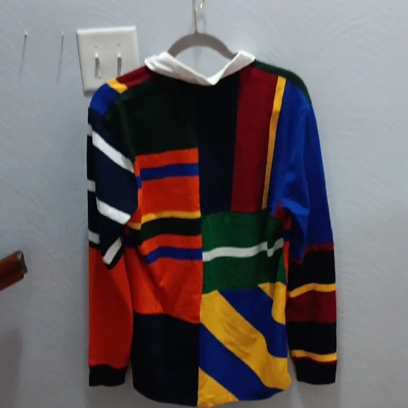 Polo by Ralph Lauren Orange and Blue Striped Shirt - Picture 5 of 7